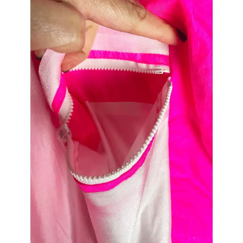 Vintage Mens Hotdogger Hot Neon Pink Windbreaker Full Zip Up Front 80s Preppy XS
